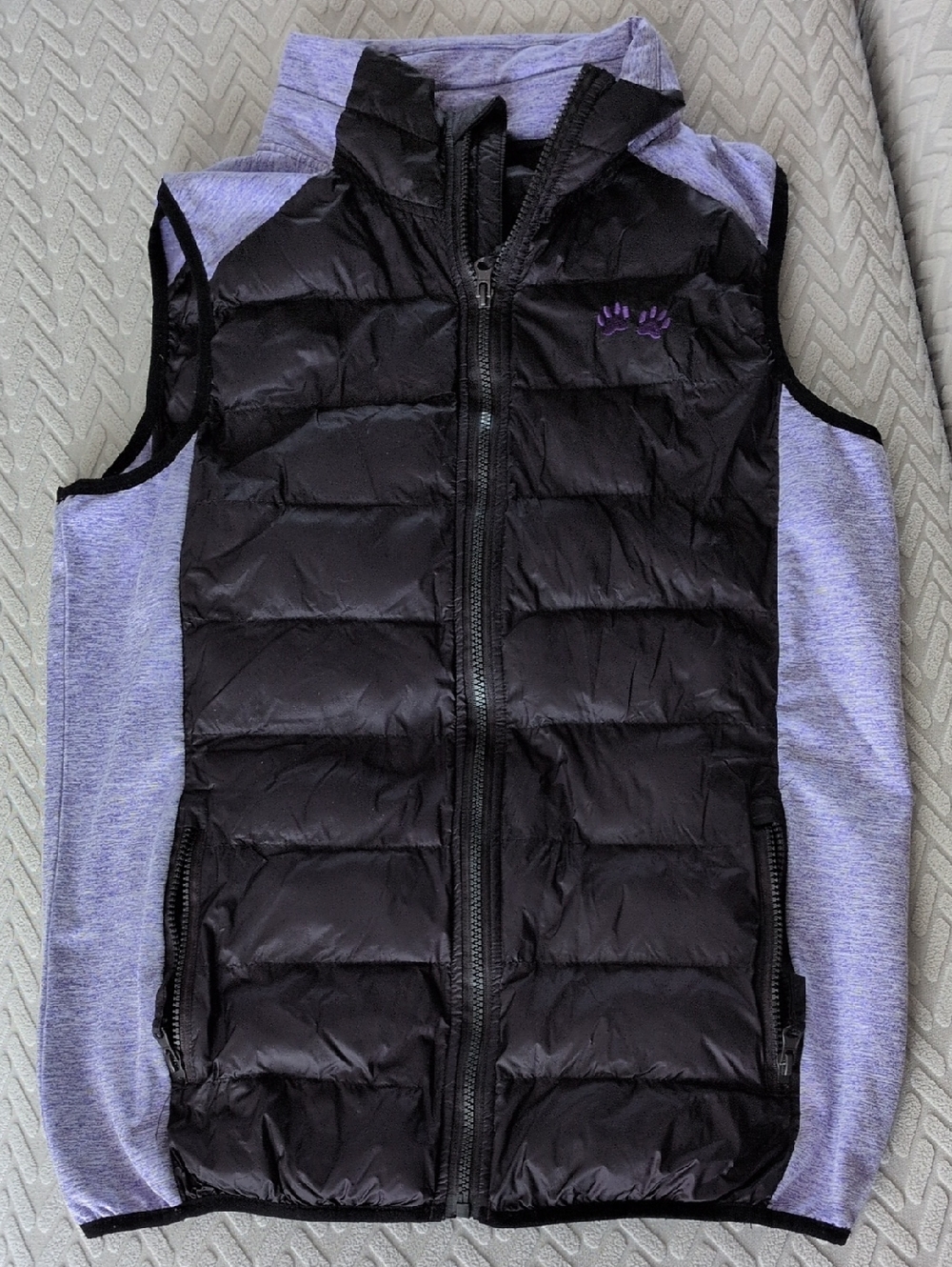 Black And Purple Vest Size Large With Paw print Logo